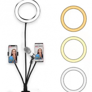 2-in-1 Selfie Ring Light and Flexible Phone Holder and microphone broad kit   