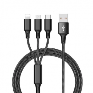 3 In 1 nylon braided Usb charger Cable