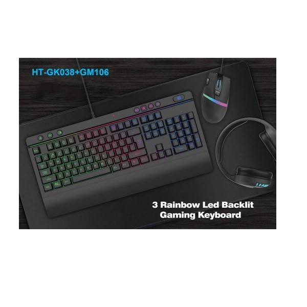 3 Rainbow LED Backlit Gaming Keyboard Set