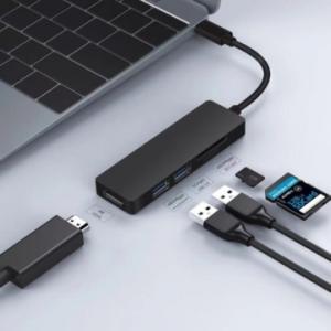 5 in 1 ABS USB C Hub to HDMl 4K video output and TF/SD Card reader Adapter