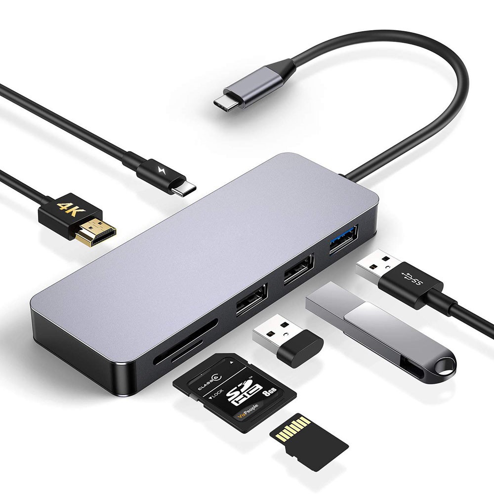  Aluminum Alloy chassis 7 in 1 USB C Adapter with Hd-mi