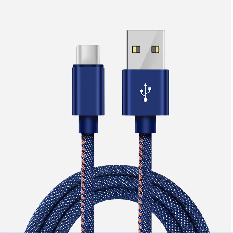 Braided Denim Fabric Strap Fast Charging Cable