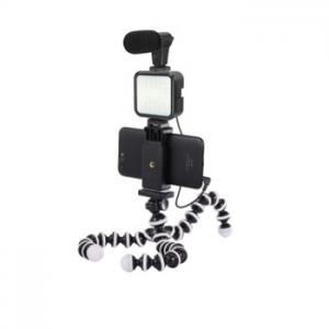 Cellphone Camera Accessories Tripod Holder + Fill Light+ Microphone+Phone Clamp