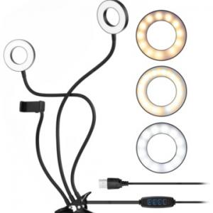 Dual Classic 2-In-1 Dual Ring Light With Phone Holder