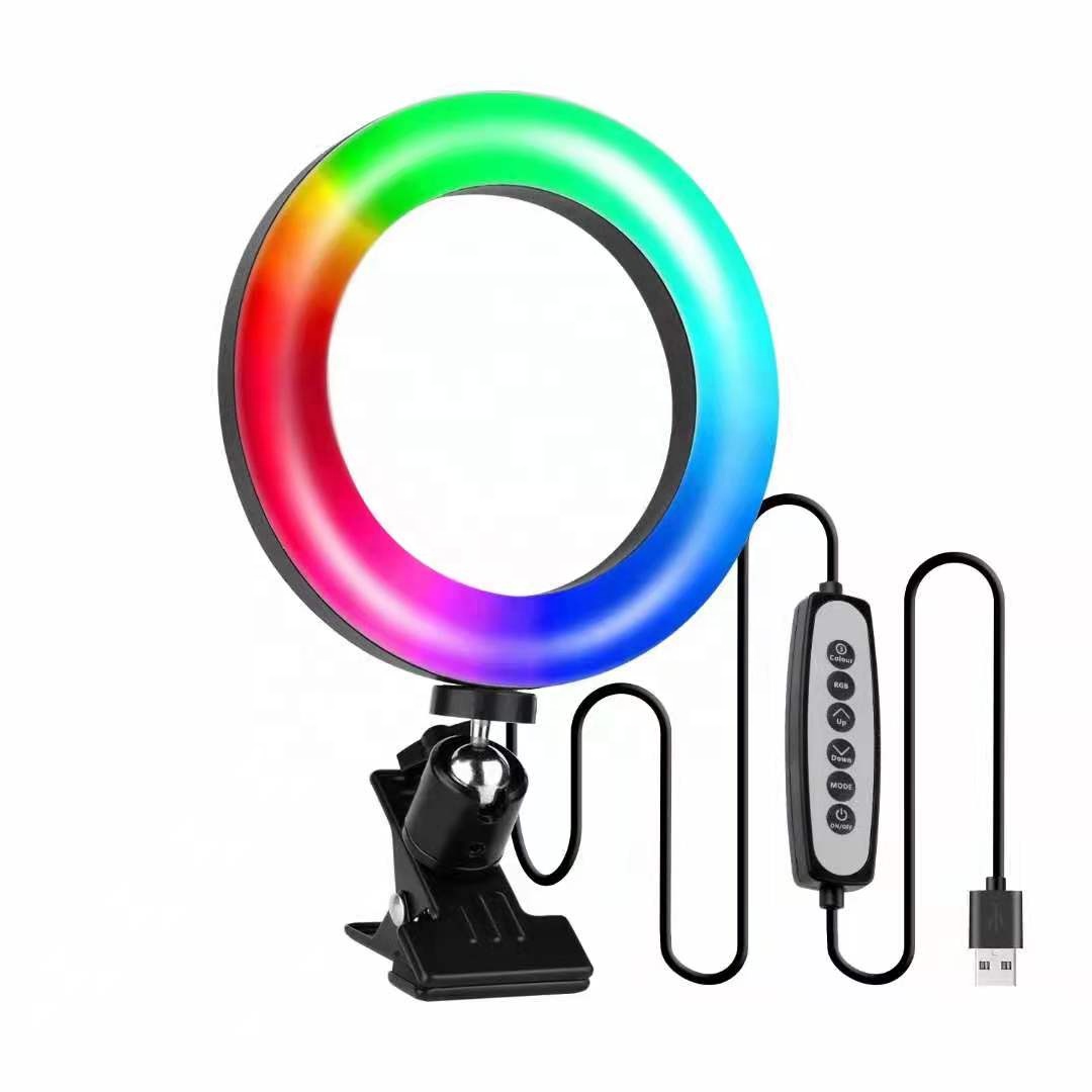  Makeup Mobile Phone LED RGB Selfie Ring Light With Clip Stand