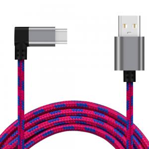 Right Angle Type C Cable Nylon Braided USB A to USB C Charger Cable
